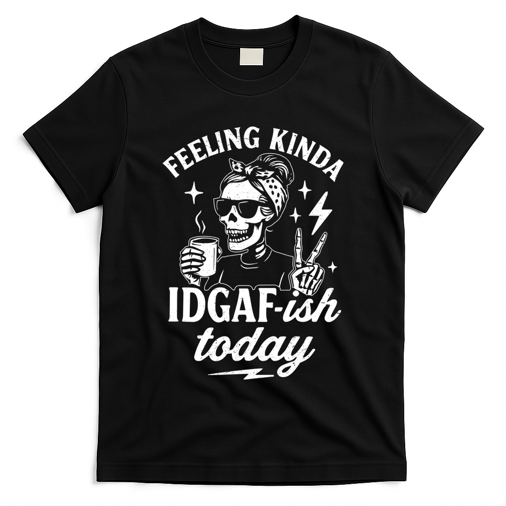 Feeling Kinda IDGAF-ish Today Skeleton Lady Coffee Lover T-Shirt