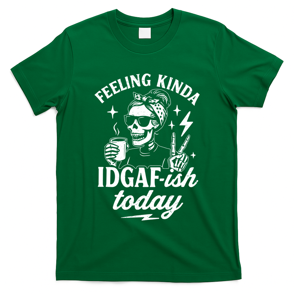 Feeling Kinda IDGAF-ish Today Skeleton Lady Coffee Lover T-Shirt