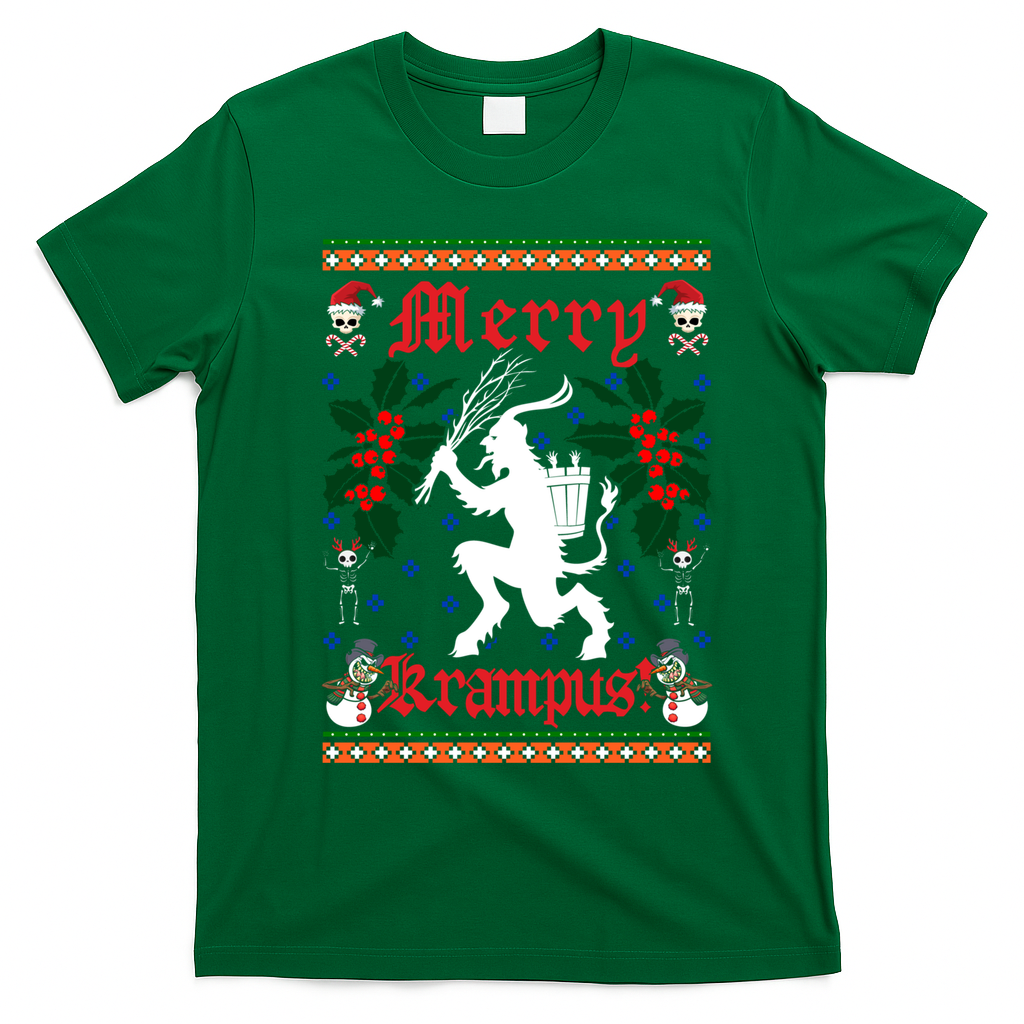Funny Krampus Merry Krampus Ugly Christmas Gift T-Shirt - Irish Green