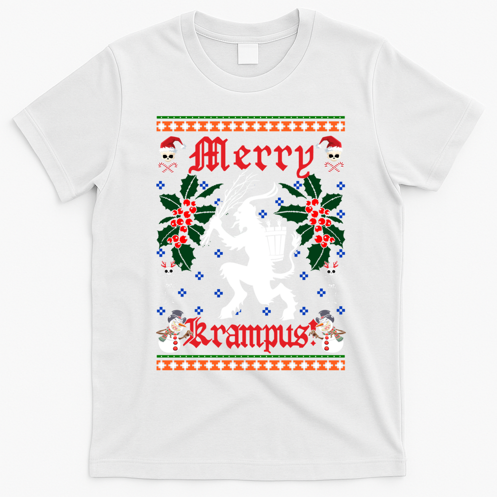 Funny Krampus Merry Krampus Ugly Christmas Gift T-Shirt - White