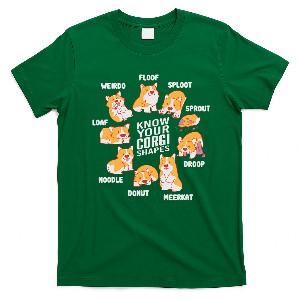 Funny Know Your Corgi Shapes Cute Welsh Dog Lover T-Shirt - Irish Green