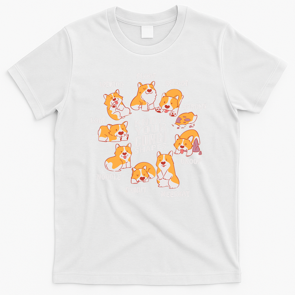 Funny Know Your Corgi Shapes Cute Welsh Dog Lover T-Shirt - White