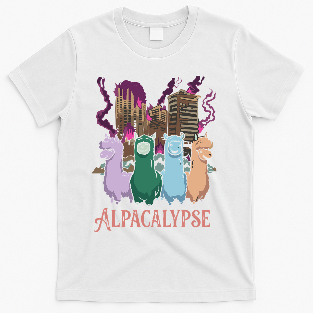 Funny Llama Apocalypse T-Shirt - White