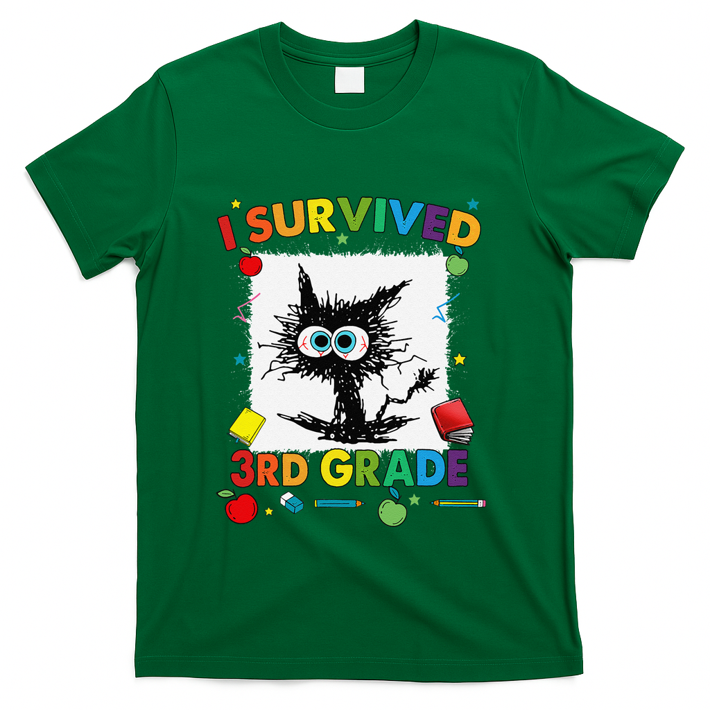 Funny Last Day Of Third 3rd Grade I Survived Third 3rd Grade T-Shirt - Green