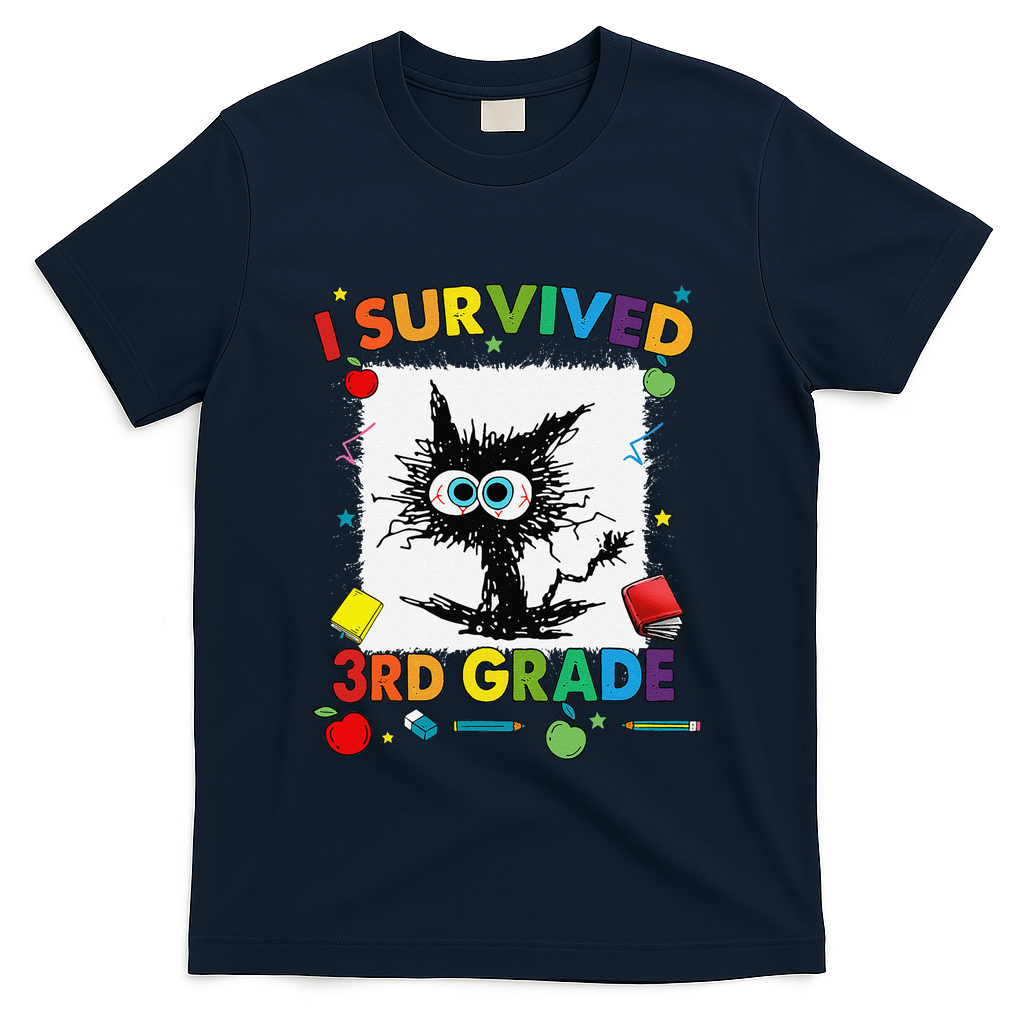 Funny Last Day Of Third 3rd Grade I Survived Third 3rd Grade T-Shirt - Navy