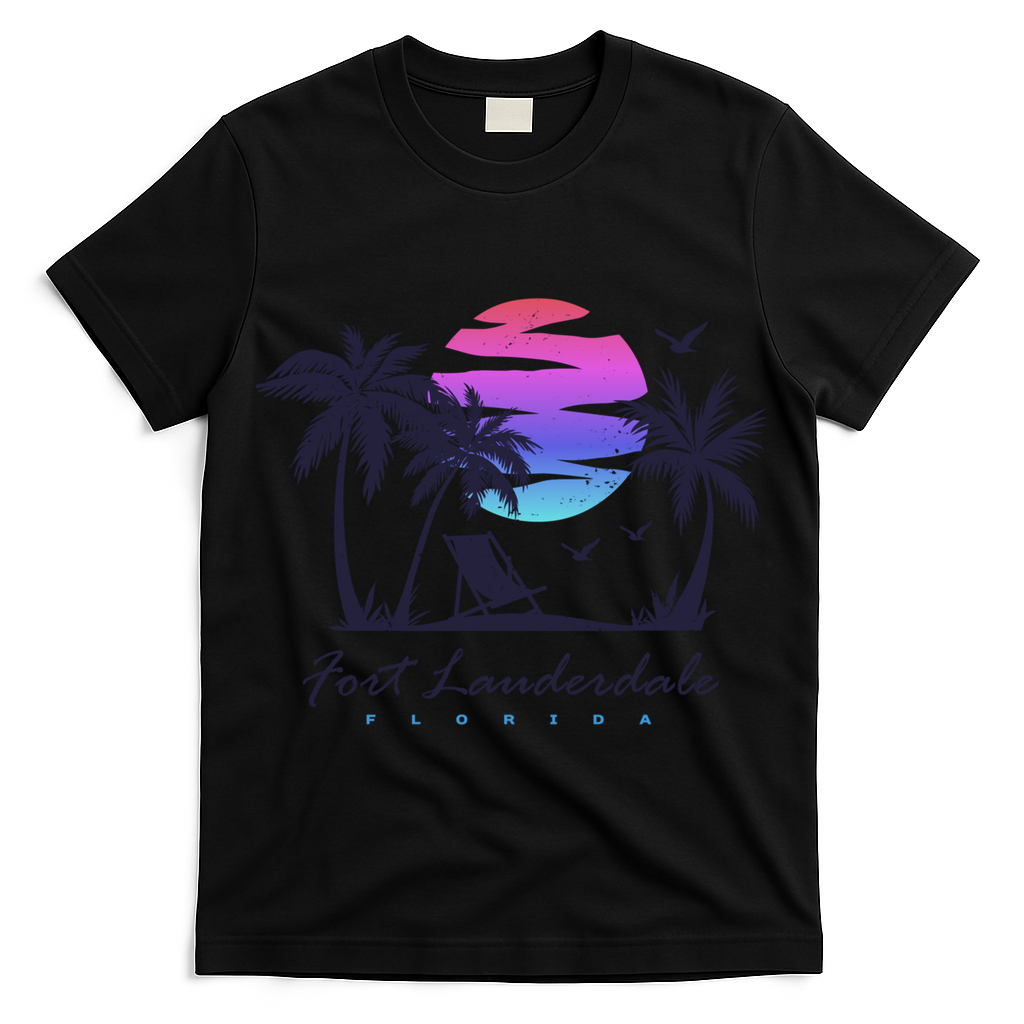 Fort Lauderdale Florida Beach Vacation Retro Vintage Sunset Gift T-Shirt