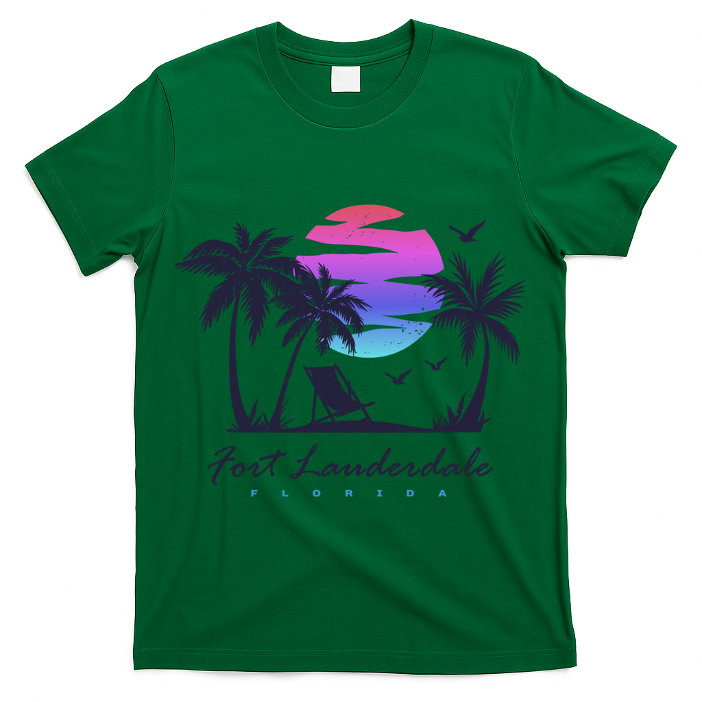 Fort Lauderdale Florida Beach Vacation Retro Vintage Sunset Gift T-Shirt