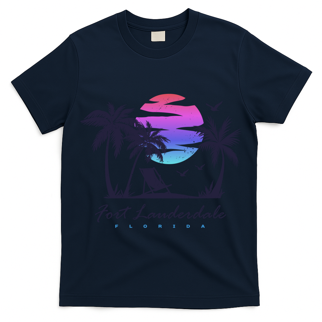 Fort Lauderdale Florida Beach Vacation Retro Vintage Sunset Gift T-Shirt