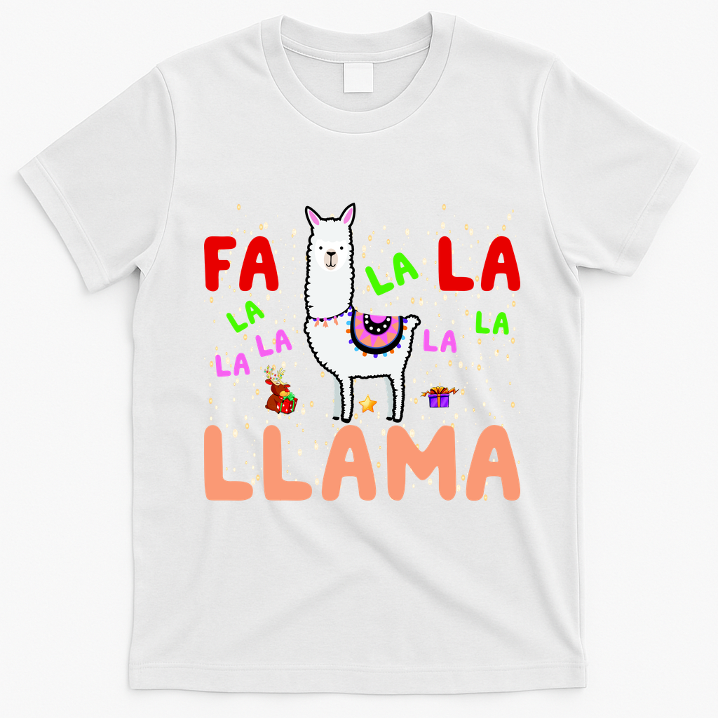 Fa La La Llama Funny Llama Christmas T-Shirt - White