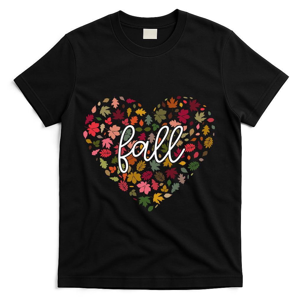 Fall Lover Nature Heart T-Shirt - Black