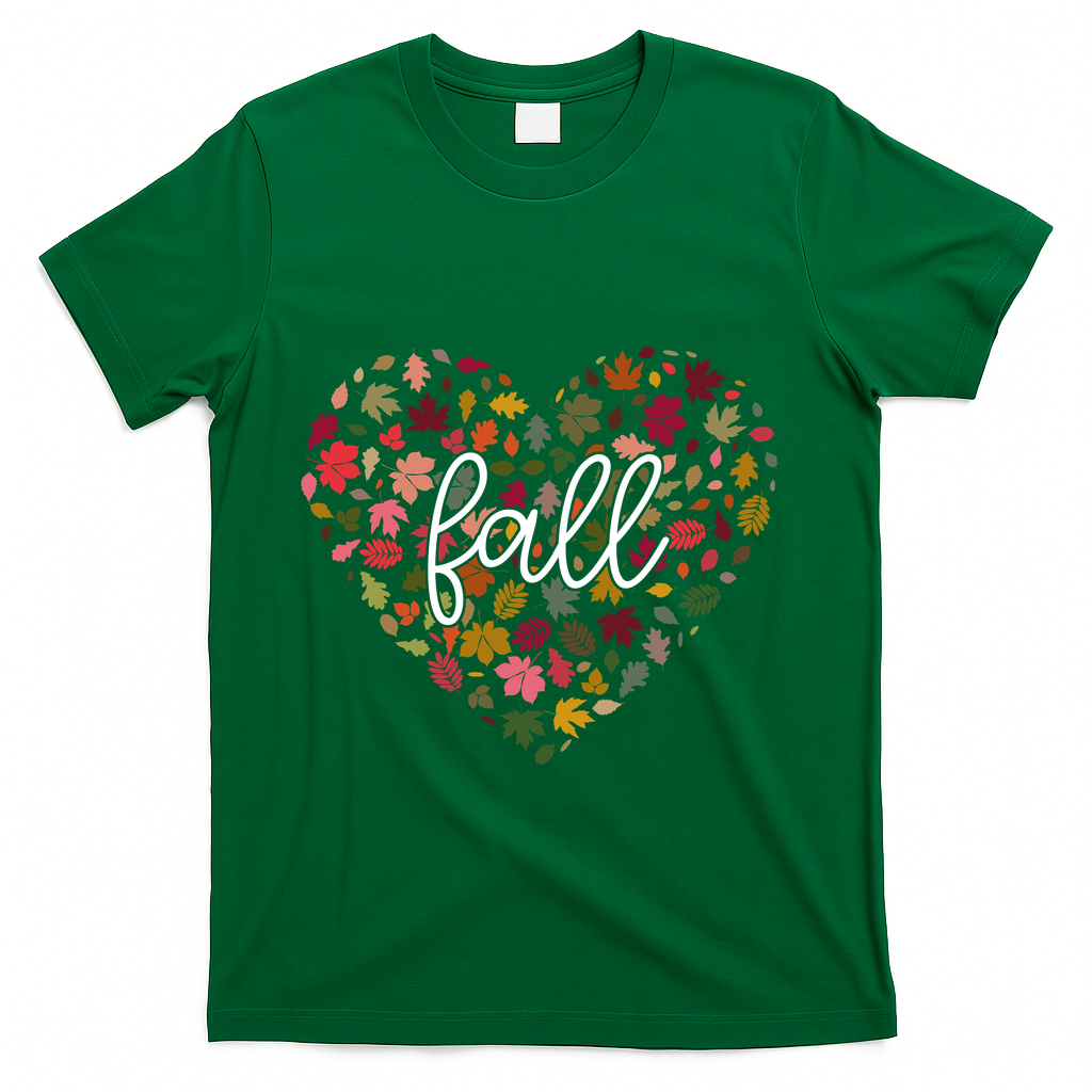 Fall Lover Nature Heart T-Shirt - Green