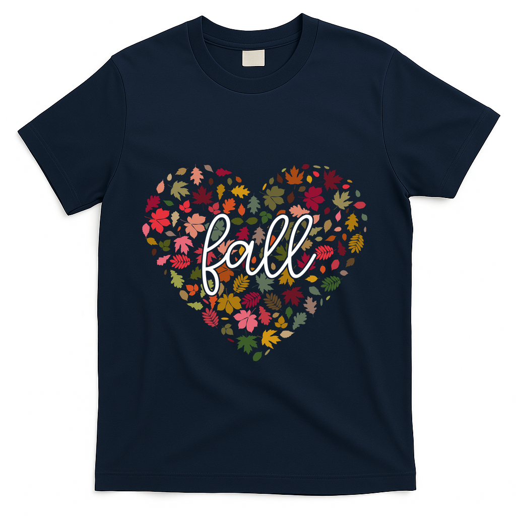 Fall Lover Nature Heart T-Shirt - Navy