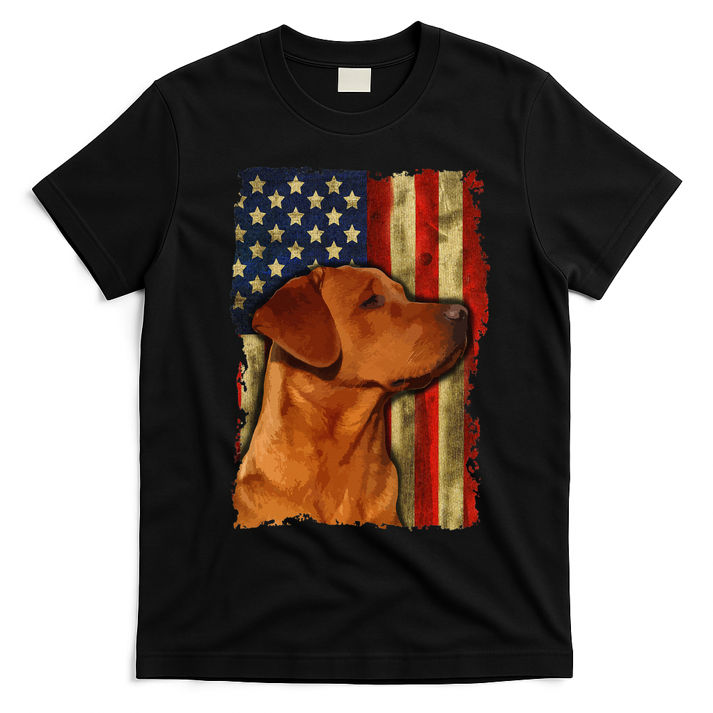 Foxred Labrador Retriever US Flag Fox Red Labrador Dog Lover T-Shirt - Black