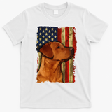 Foxred Labrador Retriever US Flag Fox Red Labrador Dog Lover T-Shirt - White
