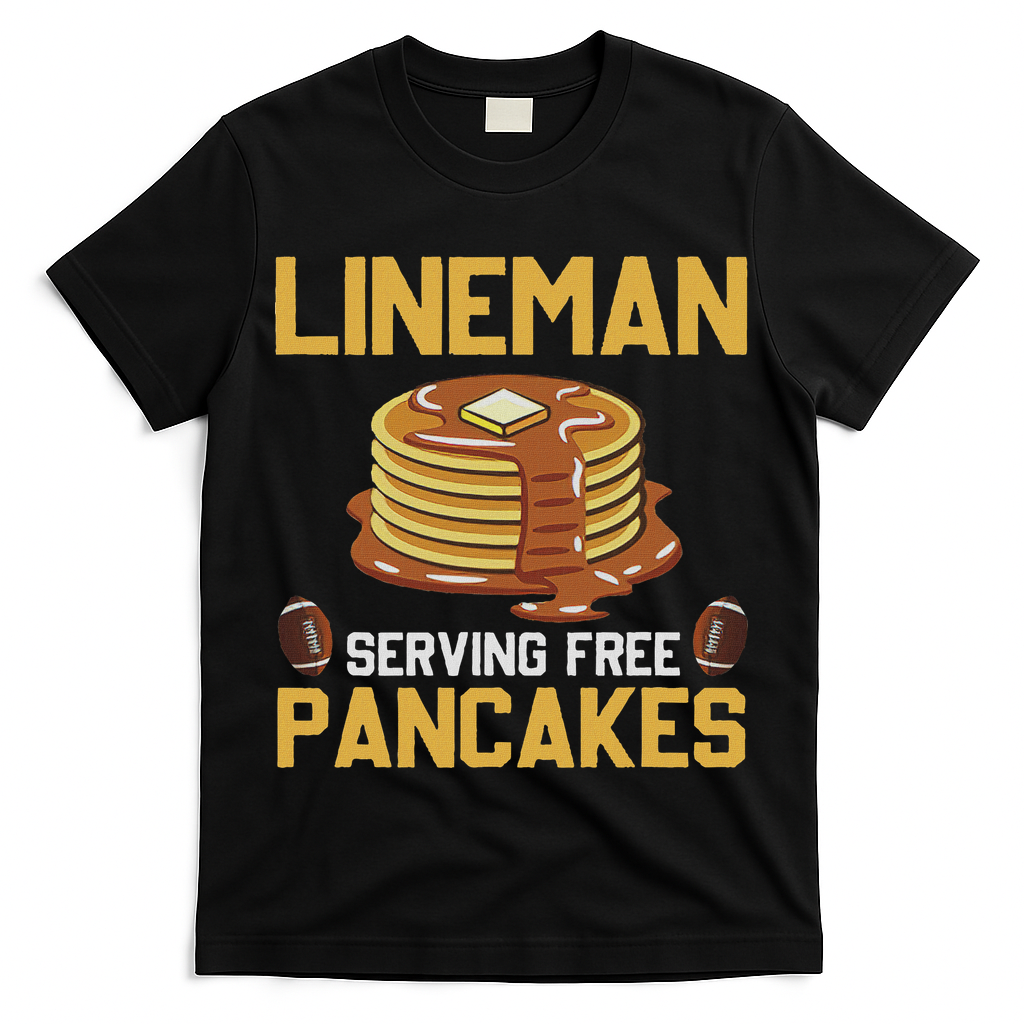 Football Lineman Serving Pancakes Daily Offensive Lineman T-Shirt