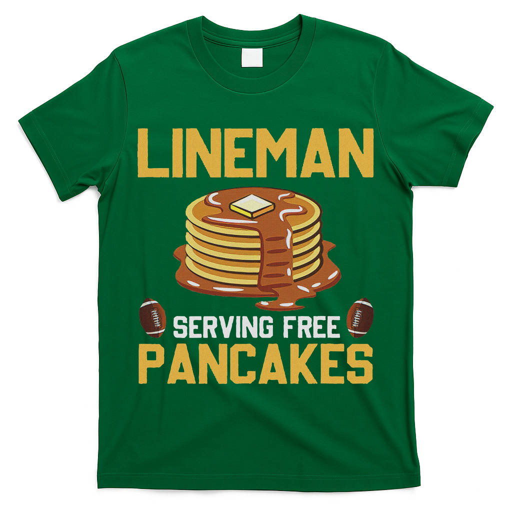Football Lineman Serving Pancakes Daily Offensive Lineman T-Shirt