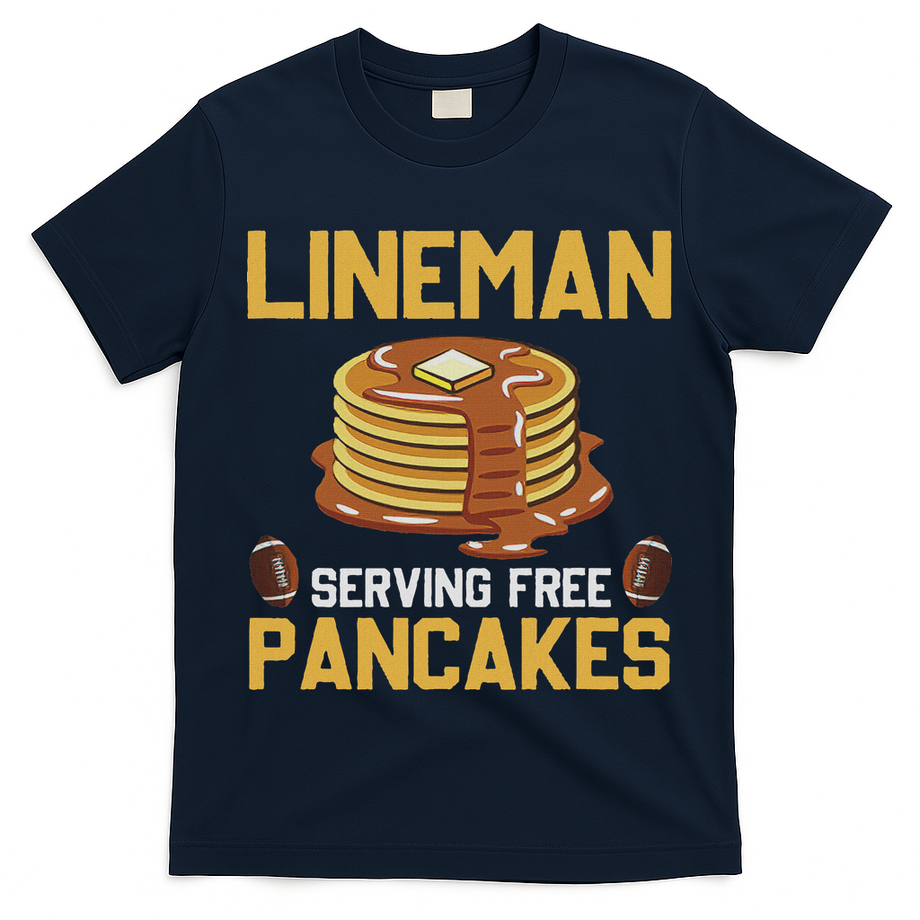 Football Lineman Serving Pancakes Daily Offensive Lineman T-Shirt