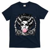 Frankenstein Monster And Bride B.U.B.B.L.E G.U.M Funny Halloween T-Shirt - Navy Blue