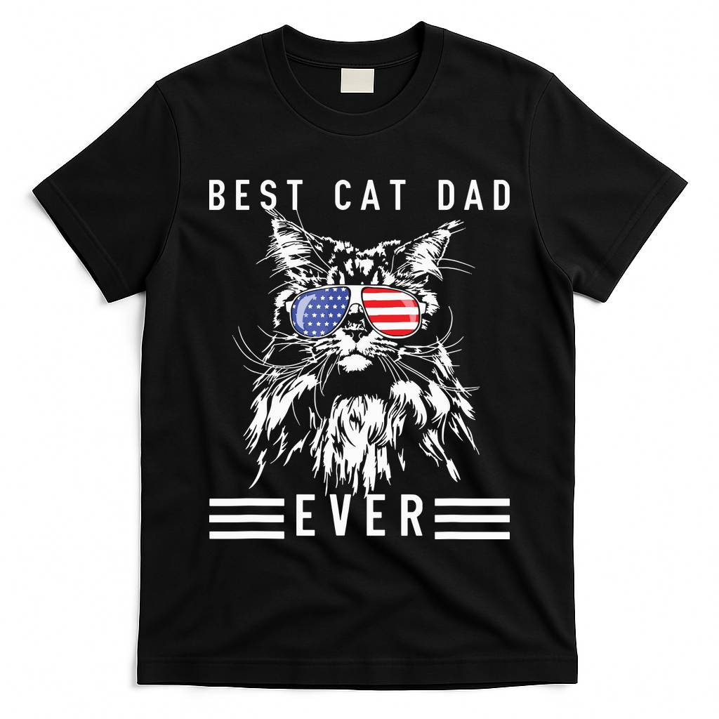Funny Maine Coon Cat Best Cat Dad Ever Funny Cat Maine Coon T-Shirt