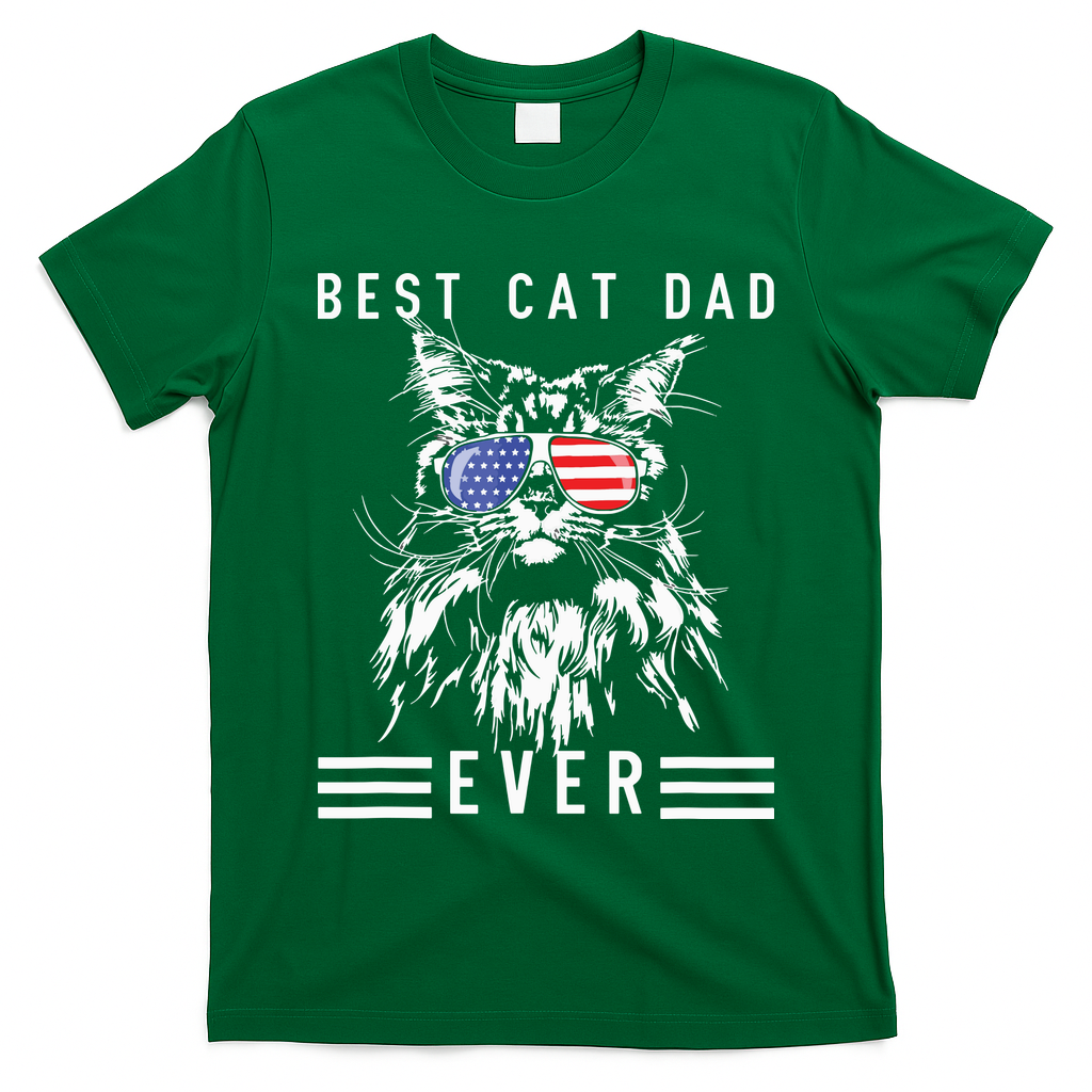 Funny Maine Coon Cat Best Cat Dad Ever Funny Cat Maine Coon T-Shirt