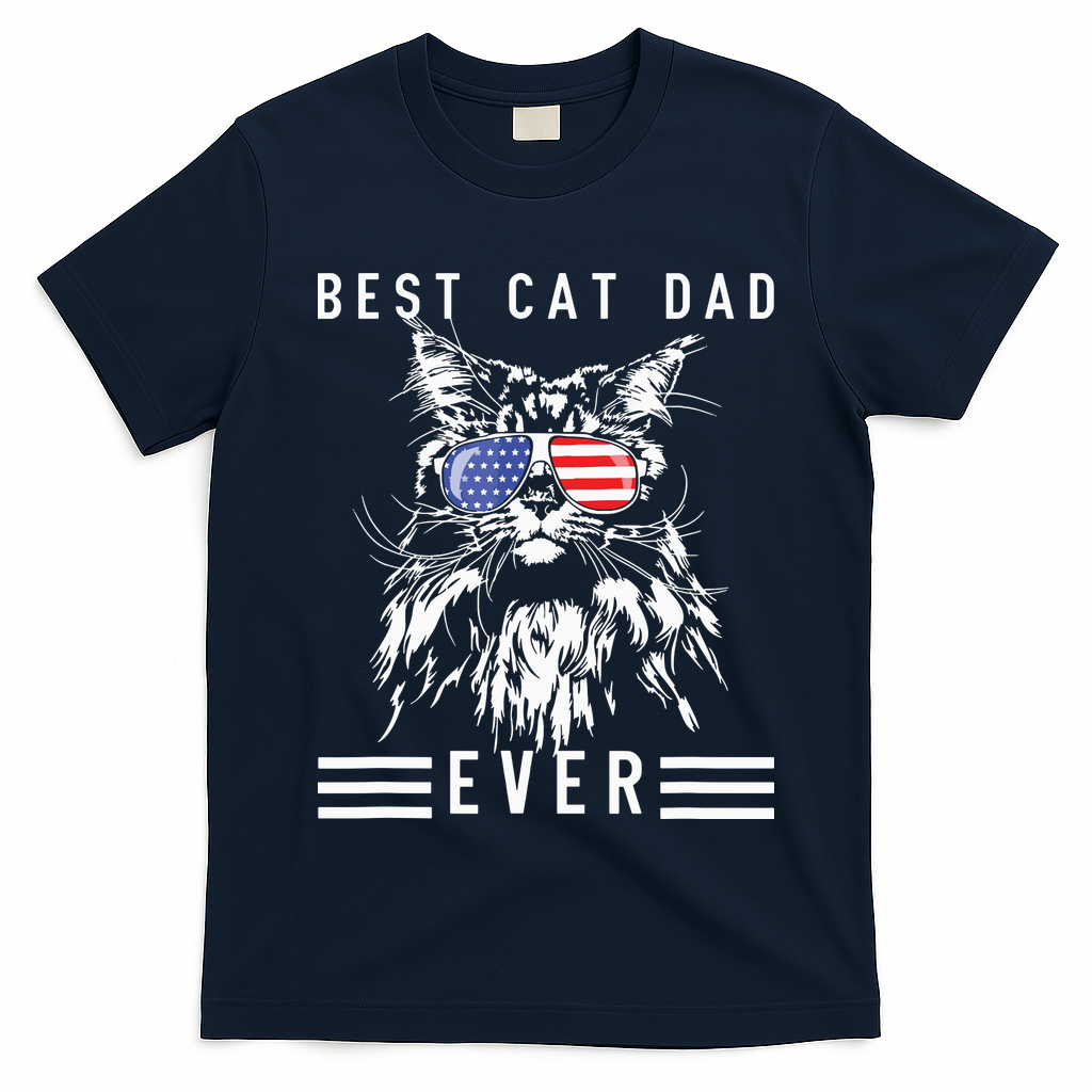 Funny Maine Coon Cat Best Cat Dad Ever Funny Cat Maine Coon T-Shirt