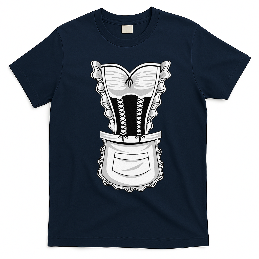 French Maid Costume Cool Halloween Housemaid Gift T-Shirt - Navy Blue