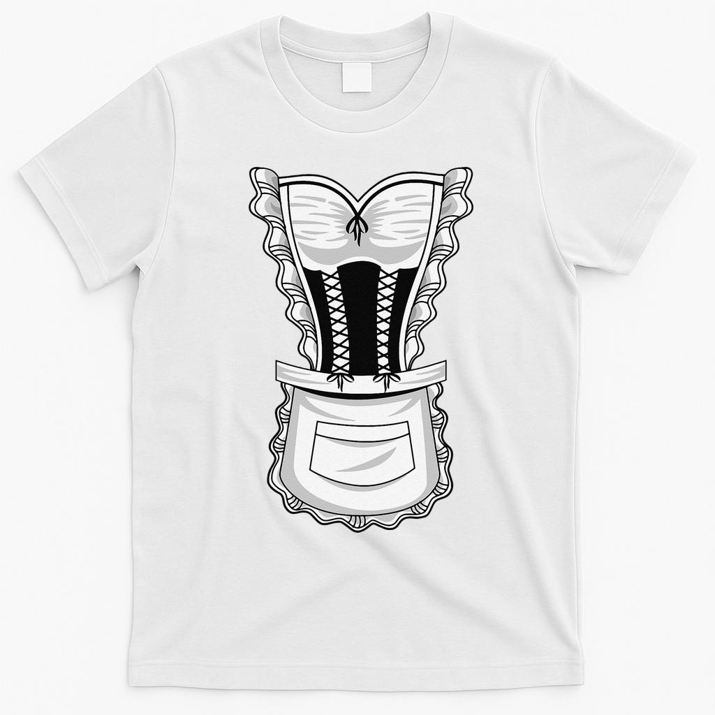 French Maid Costume Cool Halloween Housemaid Gift T-Shirt - White