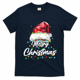 Festive Merry Christmas Santa Hat Christmas Lights T-Shirt - Navy Blue