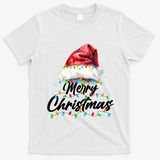 Festive Merry Christmas Santa Hat Christmas Lights T-Shirt - White