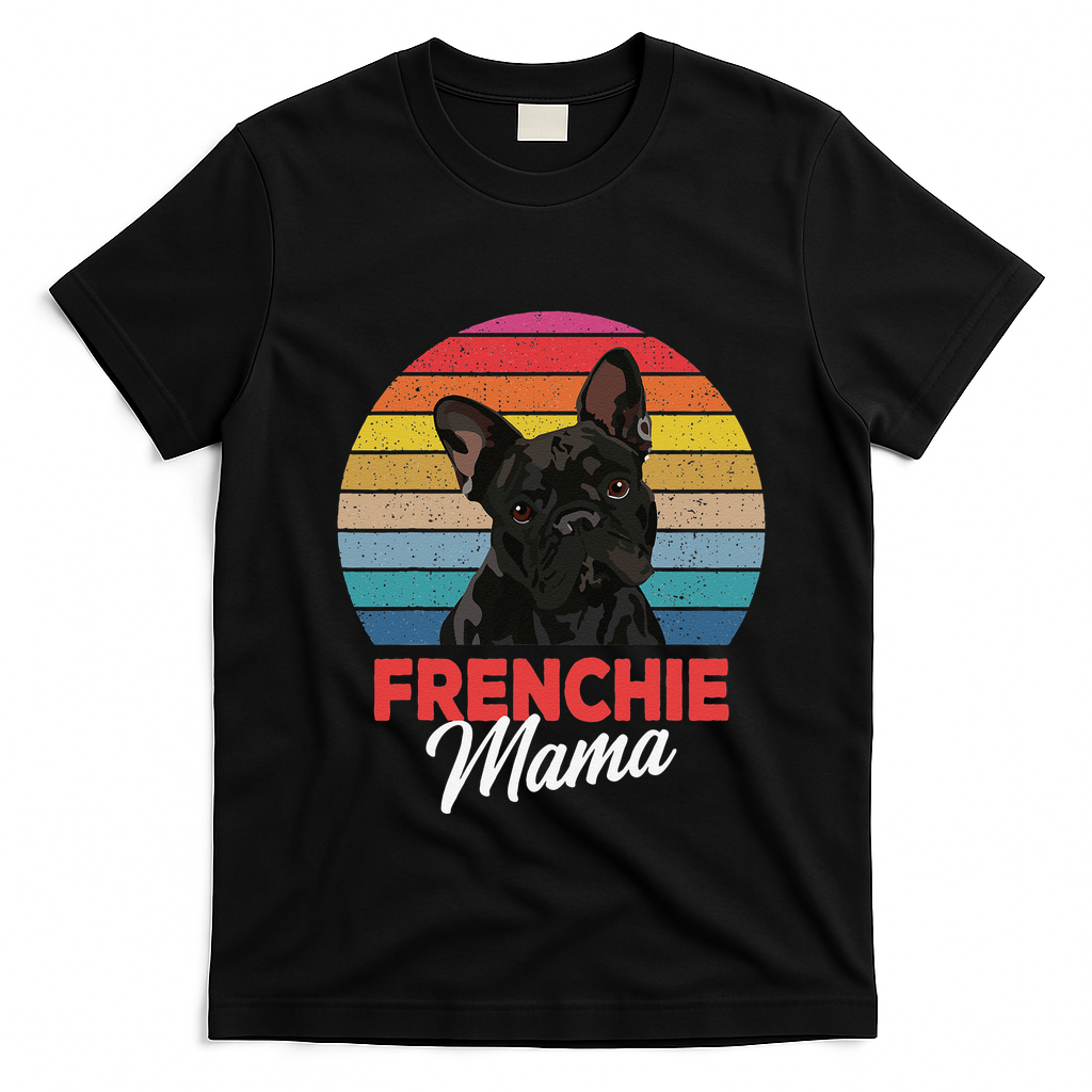 Frenchie Mama Cute French Bulldog Dog Mom Funny Gift T-Shirt - Black
