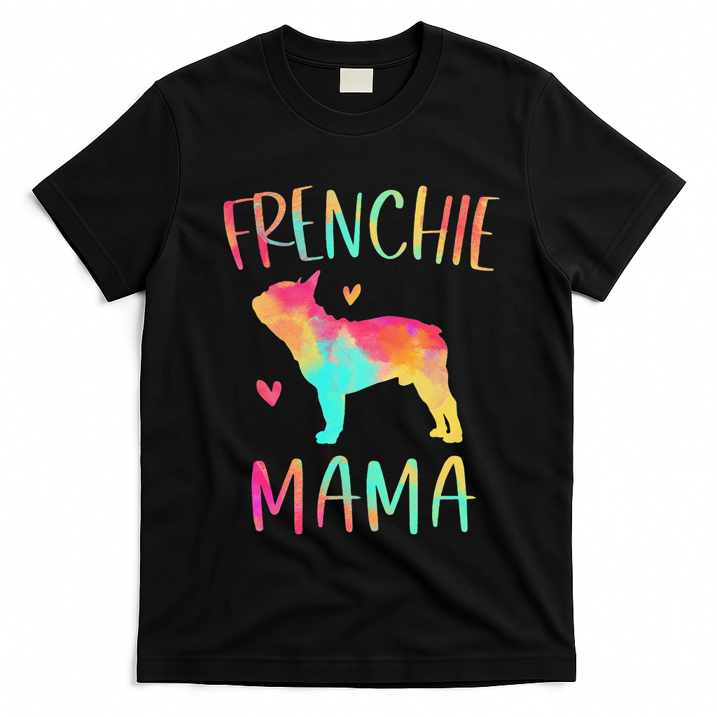 Frenchie Mama Colorful French Bulldog Gifts Dog Mom T-Shirt - Black