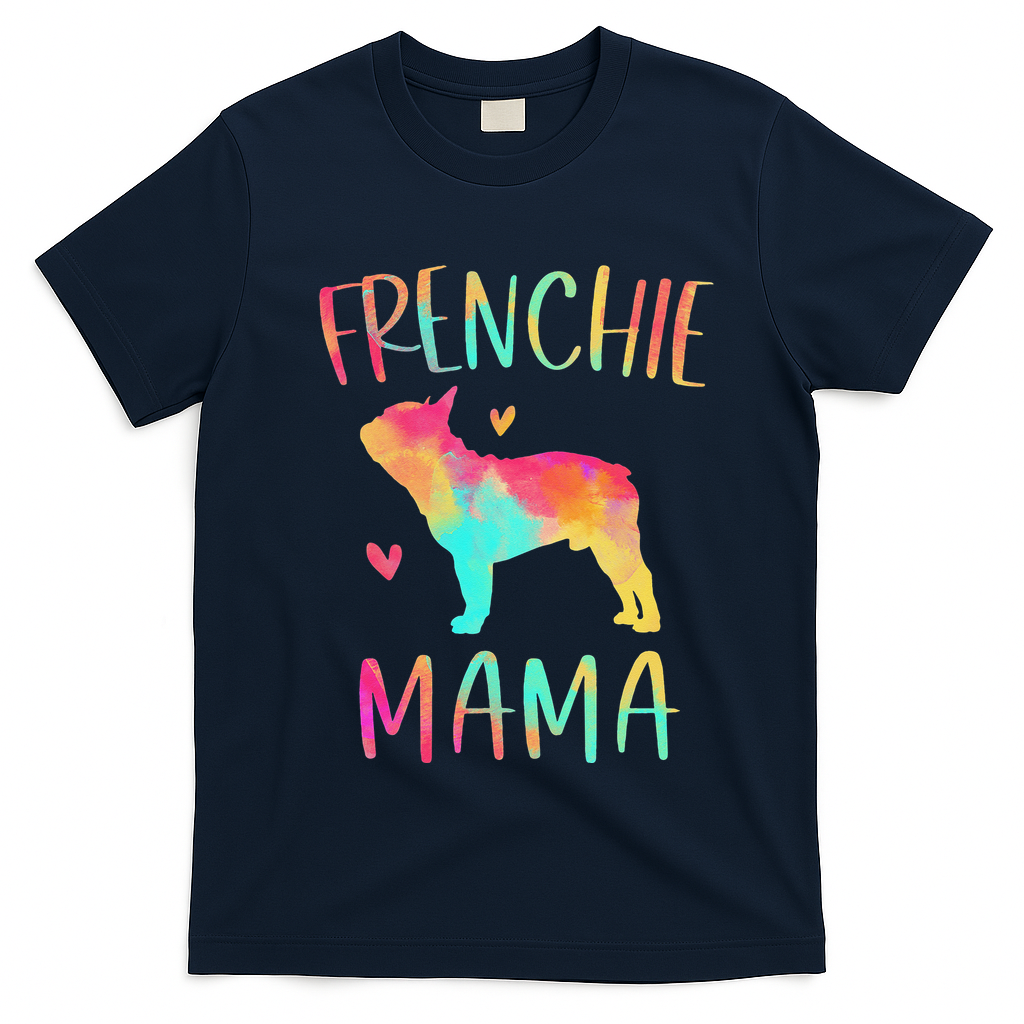 Frenchie Mama Colorful French Bulldog Gifts Dog Mom T-Shirt - Navy Blue