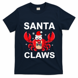 Funny Merry Christmas Santa Claw Crab Crustacean Claus Xmas T-Shirt - Navy Blue