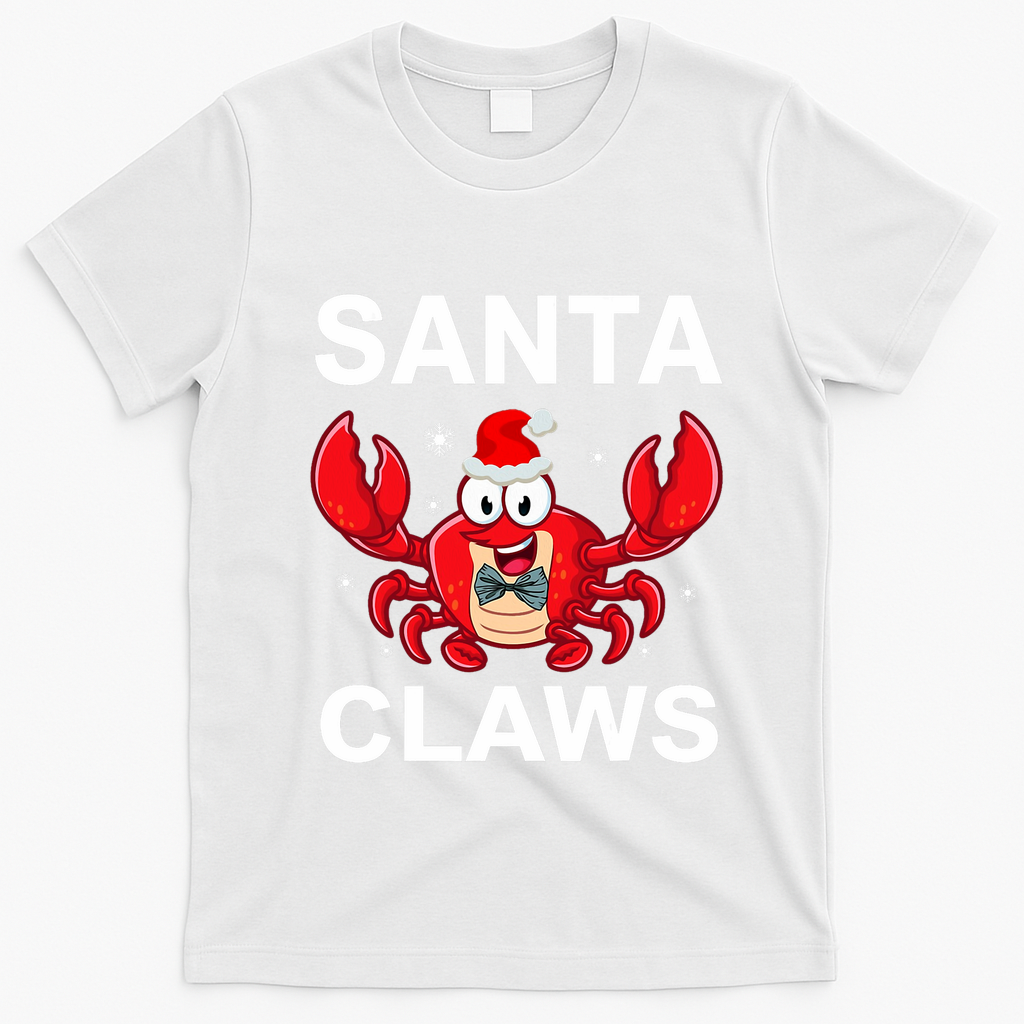 Funny Merry Christmas Santa Claw Crab Crustacean Claus Xmas T-Shirt - White