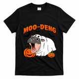 Funny Moo Deng Halloween Boo Ghost Costume Moodeng Lover T-Shirt - Black