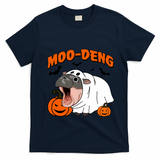 Funny Moo Deng Halloween Boo Ghost Costume Moodeng Lover T-Shirt - Navy Blue