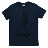 Fur Missile Funny Black Belgian Malinois Dog T-Shirt - Navy Blue