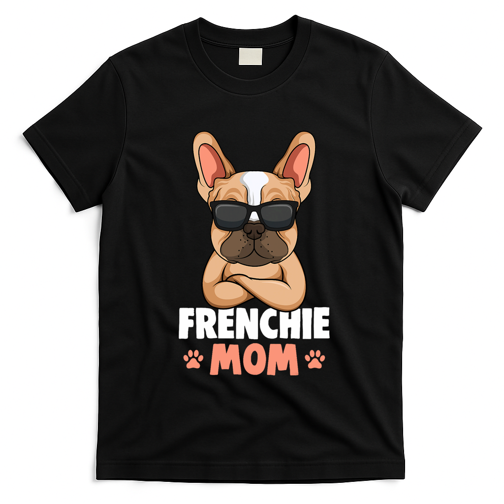 Frenchie Mom French Bulldog Dog T-Shirt - Black