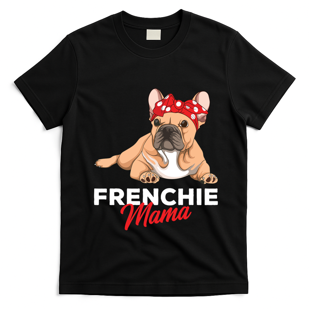 Frenchie Mama Funny French Bulldog Dog Mom Cute Girls Gift T-Shirt - Black