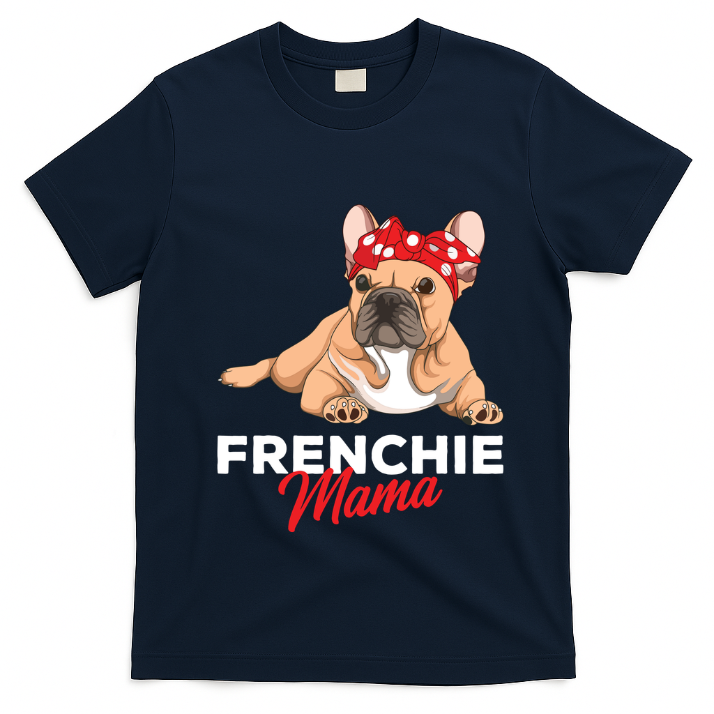 Frenchie Mama Funny French Bulldog Dog Mom Cute Girls Gift T-Shirt - Navy Blue