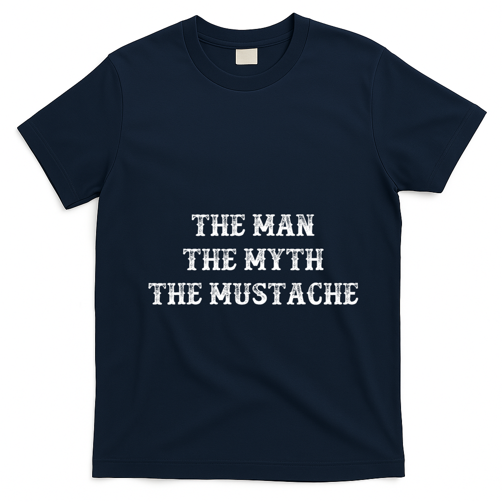Funny Mustache Gift The Man The Myth The Mustache T-Shirt - Navy Blue