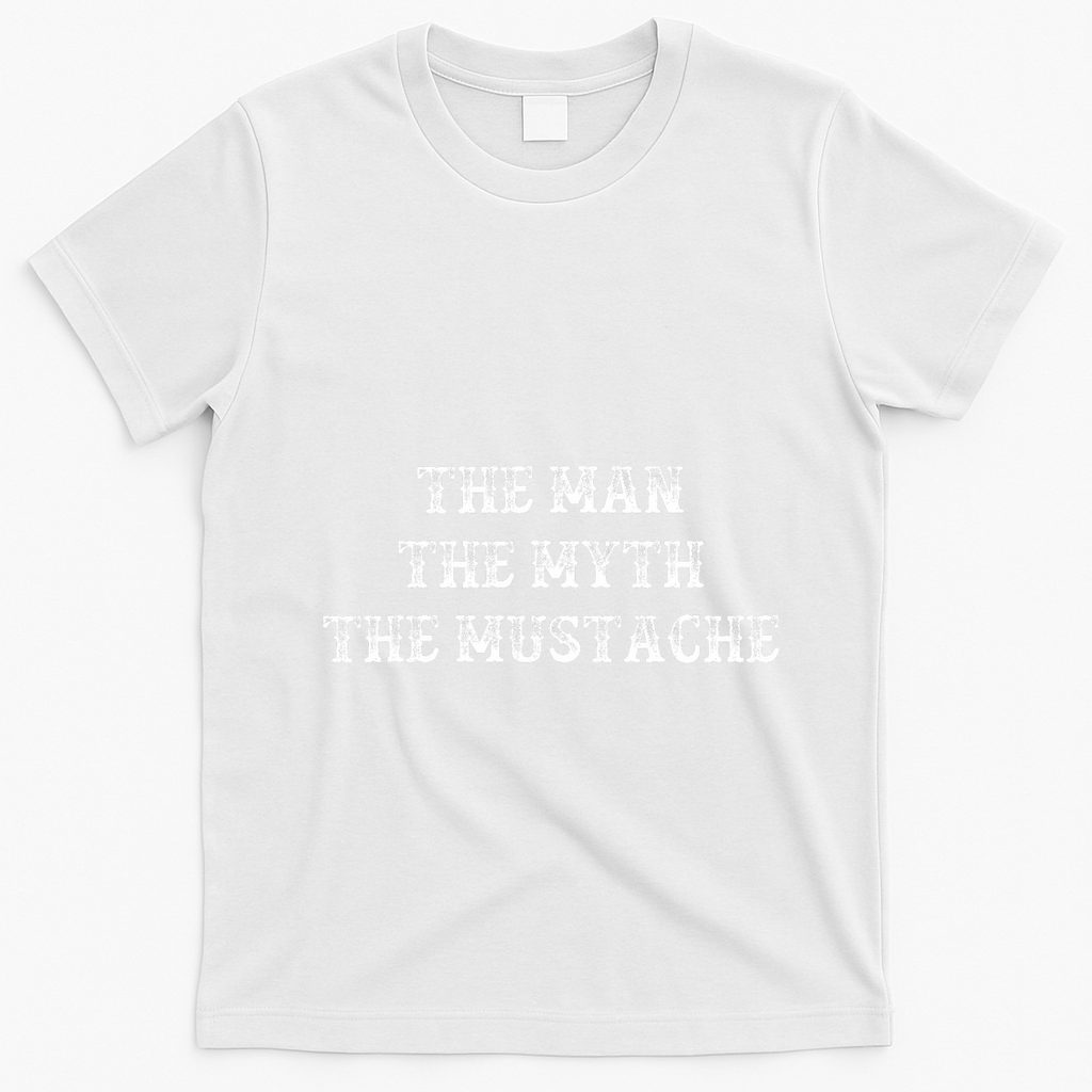Funny Mustache Gift The Man The Myth The Mustache T-Shirt - White