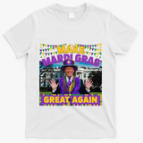 Funny Mardi Gras Donald Trump Mardi Gras American Flag T-Shirt - White