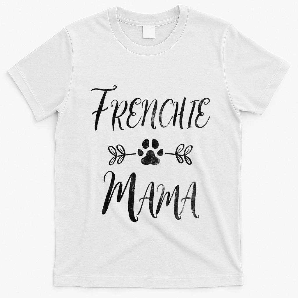 Frenchie Mama Great Gift French Bulldog Mom Funny Dog Mom Gift T-Shirt - White