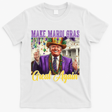 Funny Mardi Gras Donald Trump American Flag T-Shirt - White