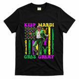Funny Mardi Gras Donald Trump Dance American Flag Crawfish Gift T-Shirt - Black