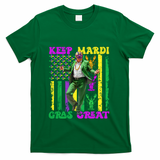 Funny Mardi Gras Donald Trump Dance American Flag Crawfish Gift T-Shirt - Green