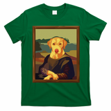 Funny Mona Lisa Yellow Lab Dog Art Parody T-Shirt - Irish Green