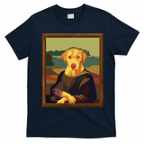 Funny Mona Lisa Yellow Lab Dog Art Parody T-Shirt - Navy Blue