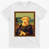 Funny Mona Lisa Yellow Lab Dog Art Parody T-Shirt - White